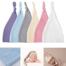 

6 Colors Newborn Photography Baby Knitted Pullover Hat Knotted Solid Color Infant Photo Cap Baby Photography Props