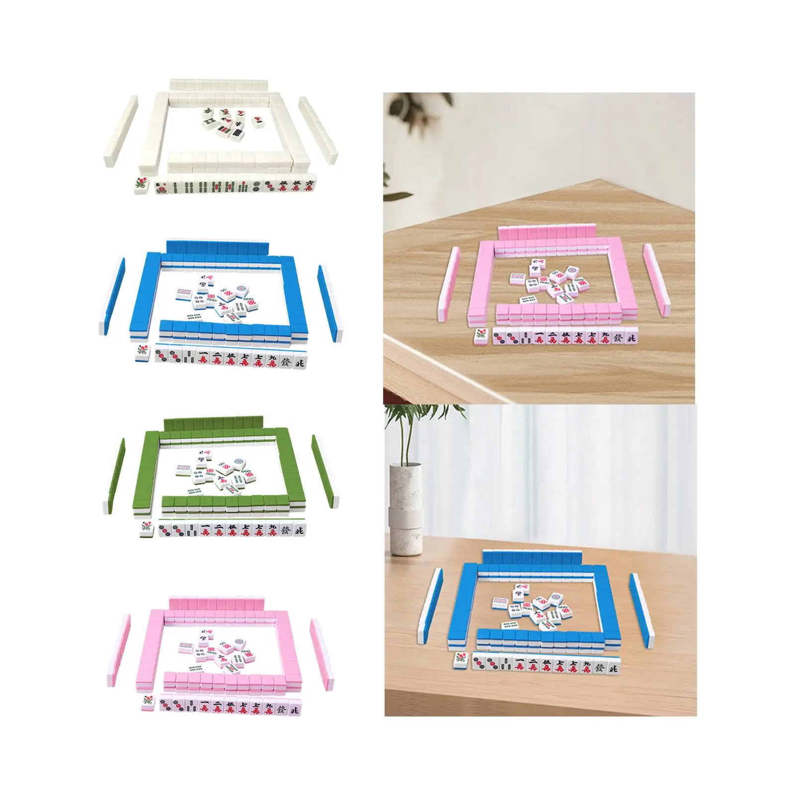 144x Chinese Version Game Set Leisure Time Party Supplies Mini Mahjong Tiles for Apartment Travel Home Dormitory Classmates 4