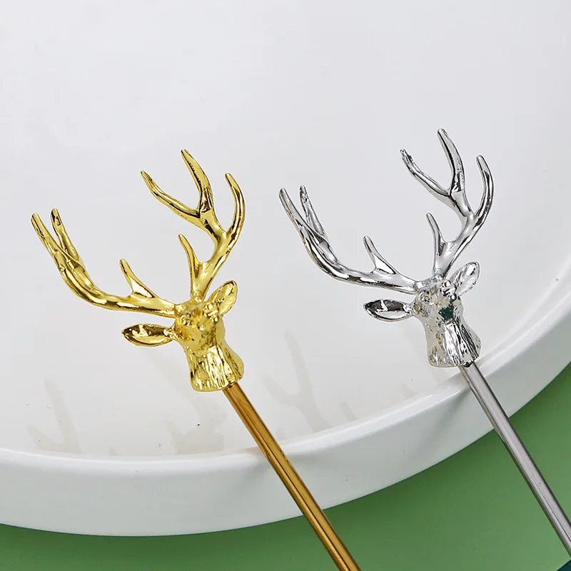 Stainless Steel Cutlery Set Milu Deer Coffee Cake Spoon Fork Dessert s Stirring Teaspoon Ice Cream Fruit Kitchen supplies Stainless Steel cutlery set,stainless steel cutlery set