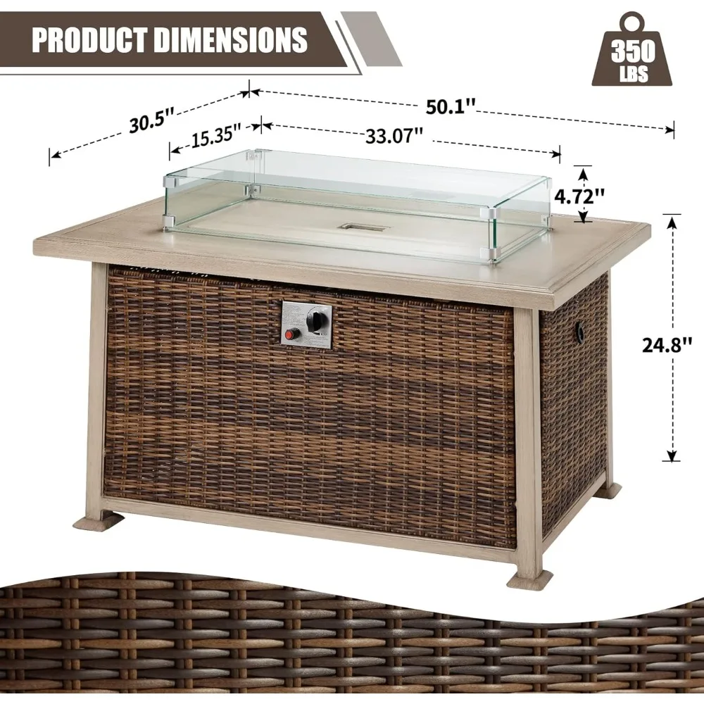 Ljustra Fire Pit Table with Glass Wind Guard