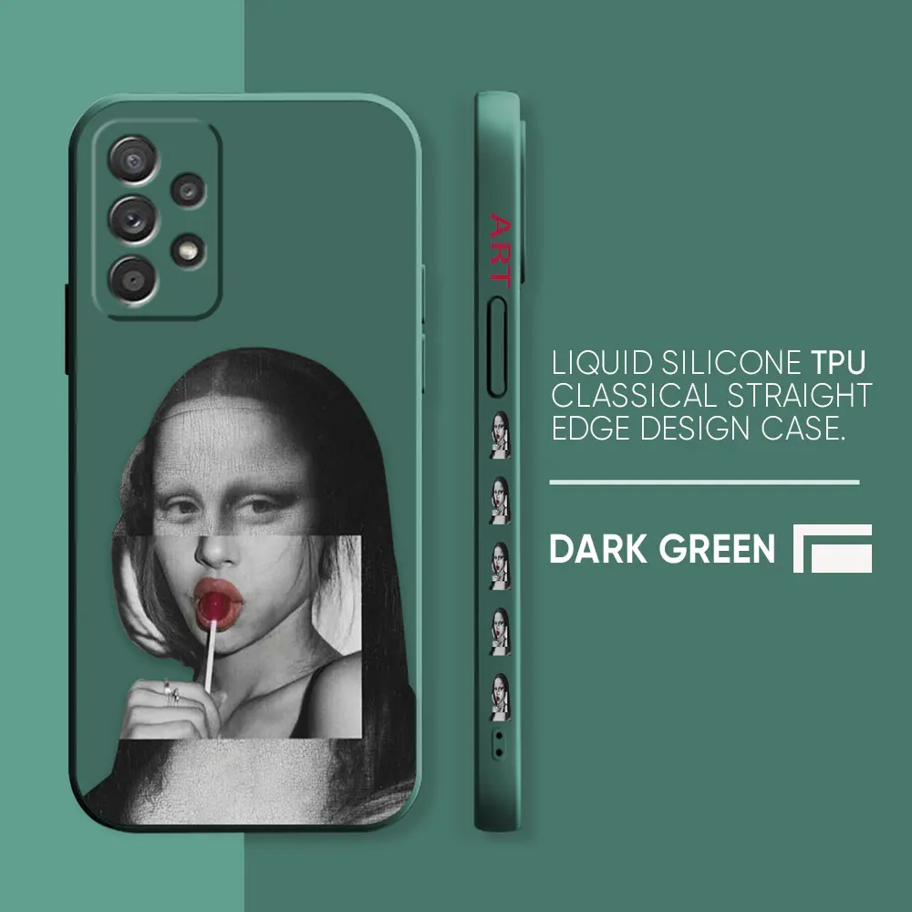 thumbnail image 1 of Funda para Samsung Galaxy A91 A73 A72 A71 A52 A51 A33 A31 A02S AO3S 4G 5G Color funda de silicona líquida Mona Lisa Art, 1 of 5