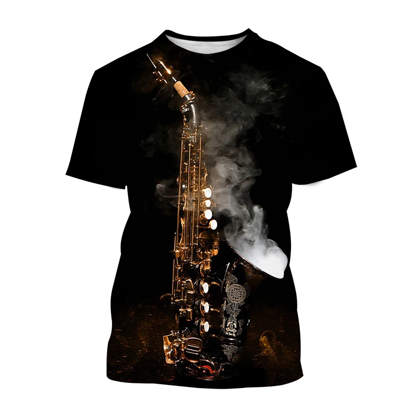 Saxophone 3D Print Short Sleeve T Shirt