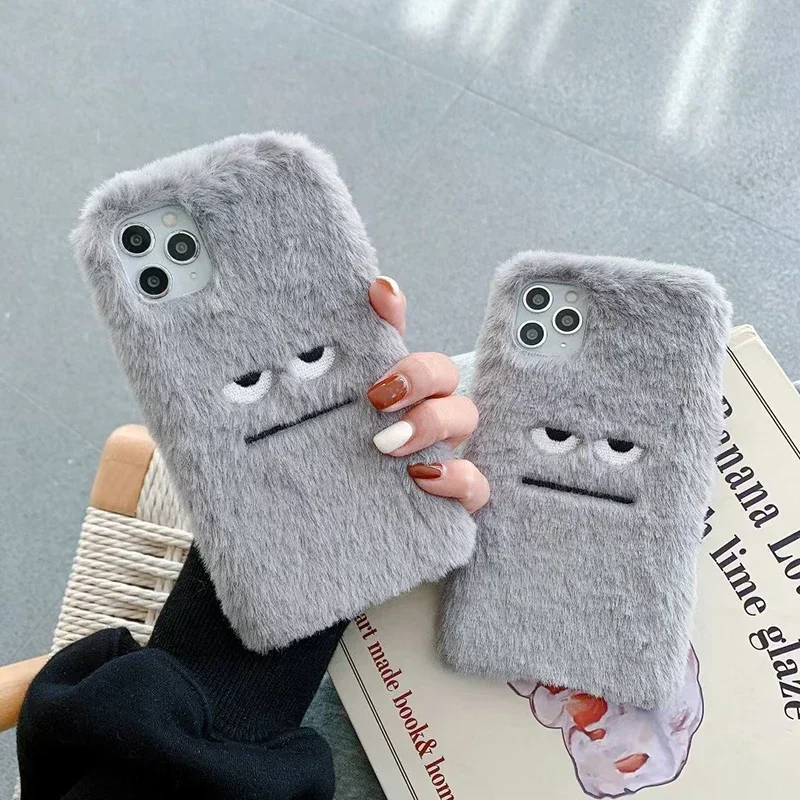 2021 Grigio Peluche Arrabbiato Divertente Custodia Morbida Per Telefono Per Apple Iphone 7 8 Plus X Xs Xr Max 11 Pro 12 Mini Se Winter Warm Hand Cover