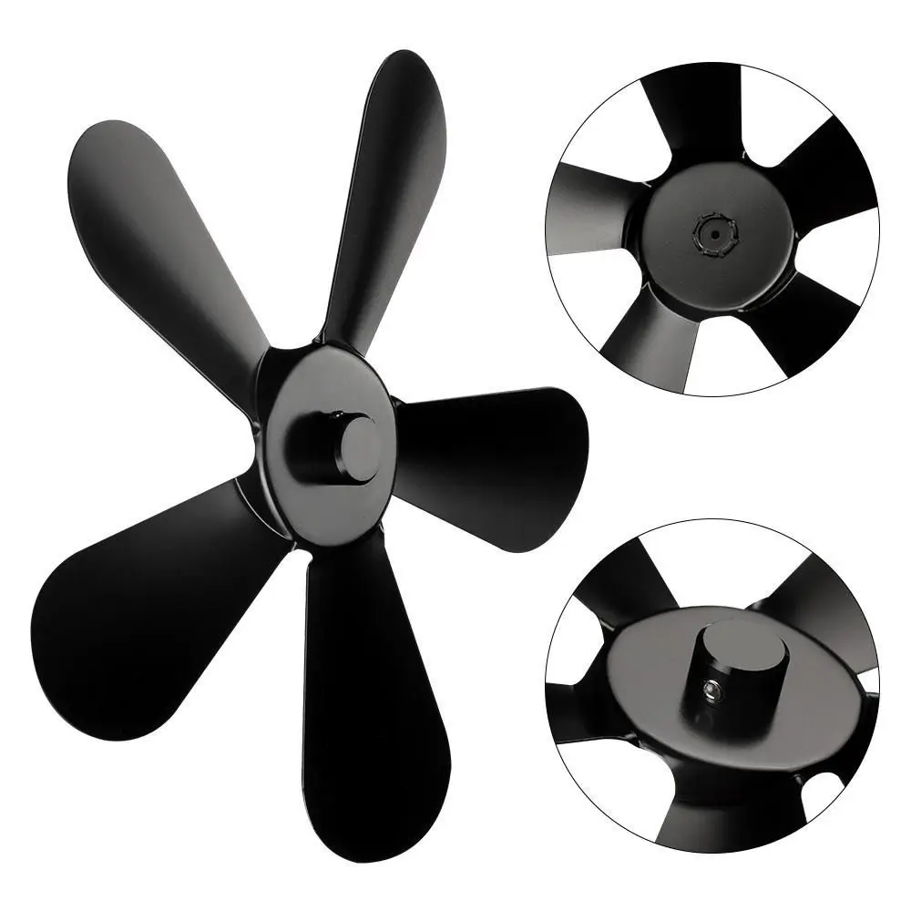 

Log Burner Fireplace Fan Blades Fire Heat Power Saving Eco Wood Stove Fan Blades 5 Blades Aluminium Alloy Fan Replacement Blade