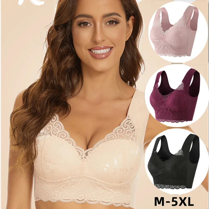 Plus Size Sexy Push Up Lace Busty Bras Sexy Full Cup Bra Vest for Women