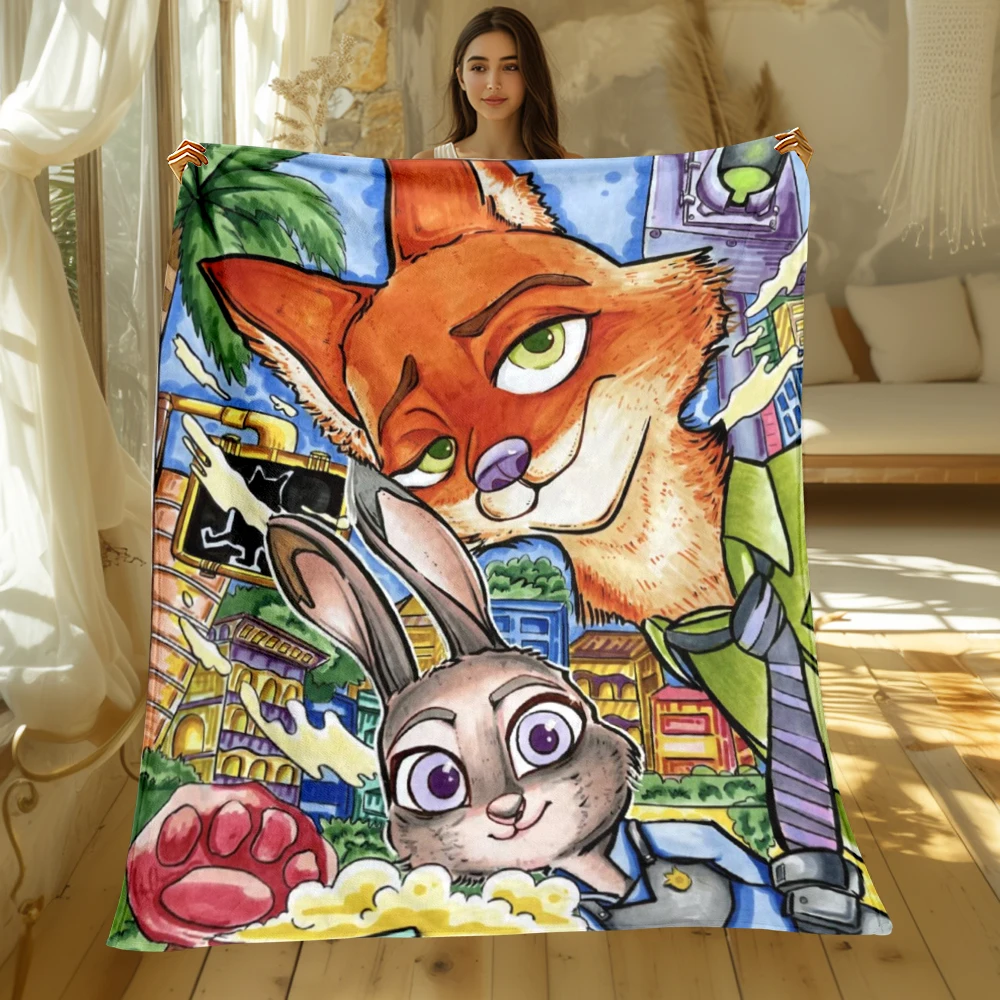 

Interesting Zootopia Blanket- Lightweight Flannel Throw for Sofa, Bed, Travel, Camping, Chair, and Bed， blankets for beds