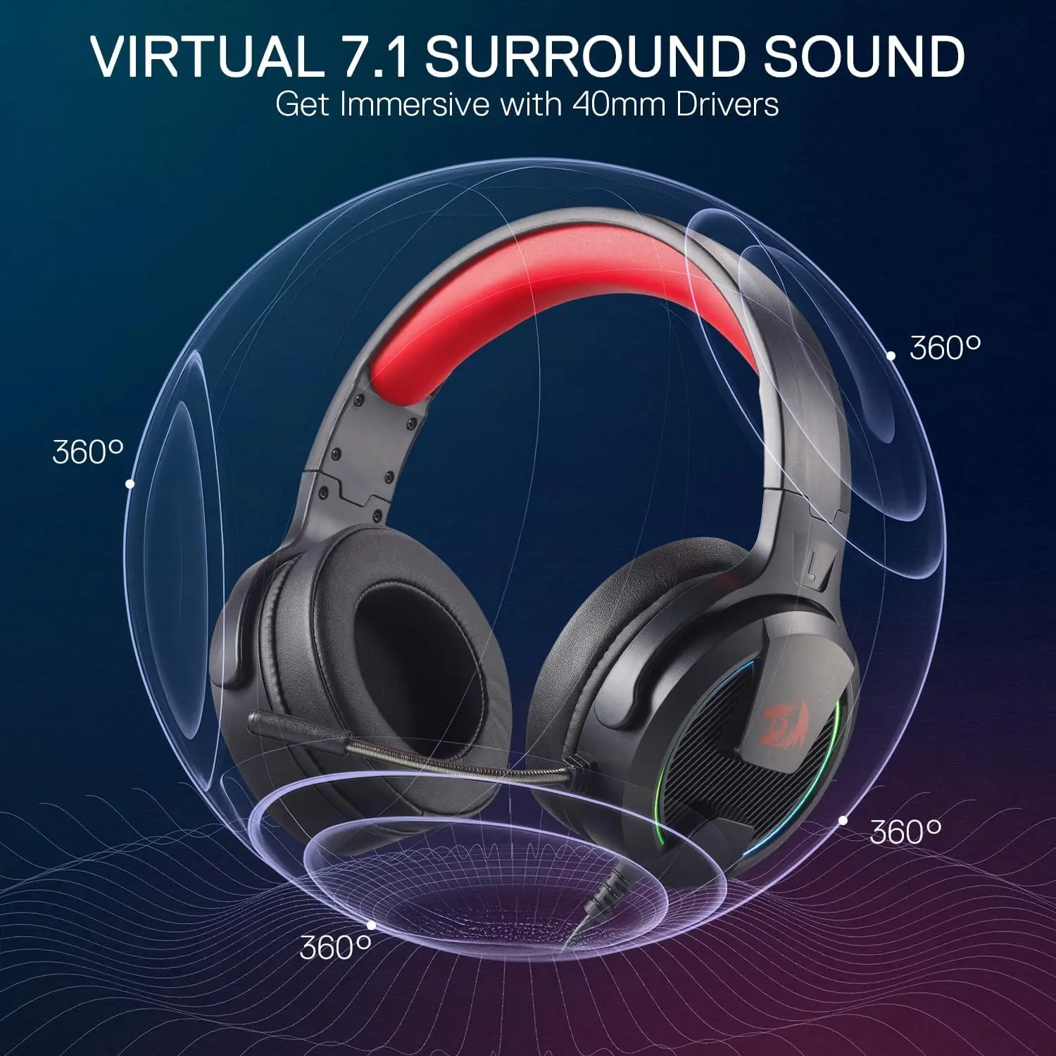 Redragon H315 RGB Wired Gaming Headset thumbnail 2