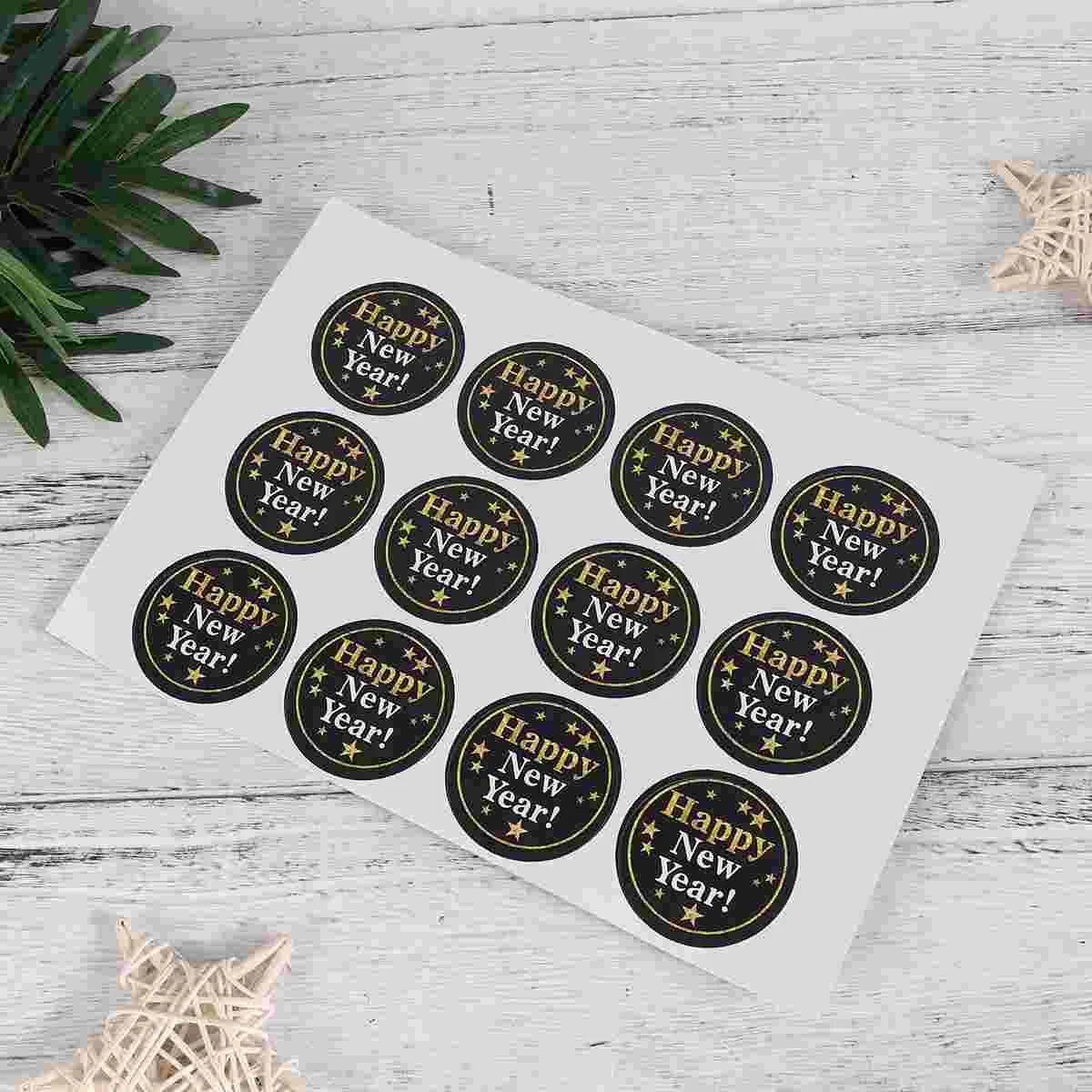 

Happy New Year Gift Gift Labels Cookie Bags Round Gift Labels Sealing Baking Packaging Decals
