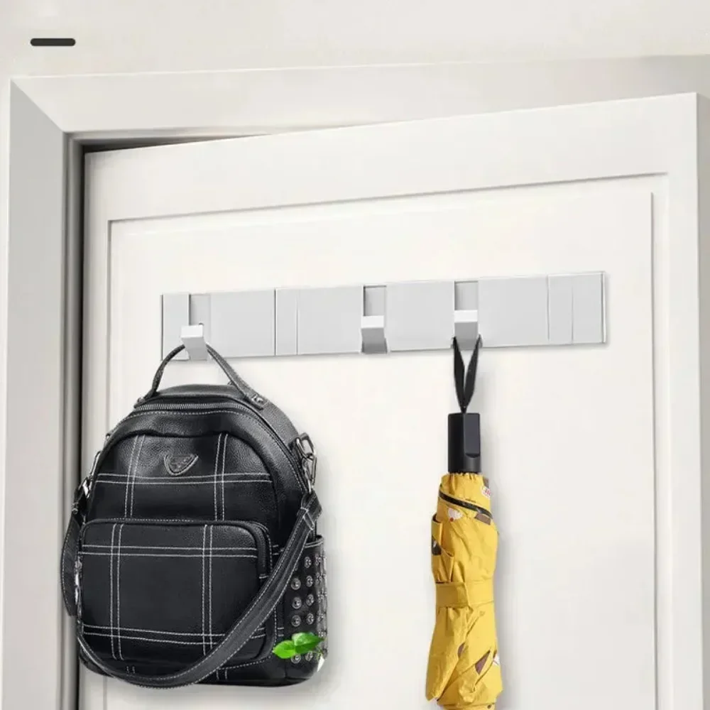 Clothes Wall Hanger Shelves Towel Organizer Bathroom Furniture Key Storage Shelf Behind Door Hooks Steel Foldable Coat Rack New