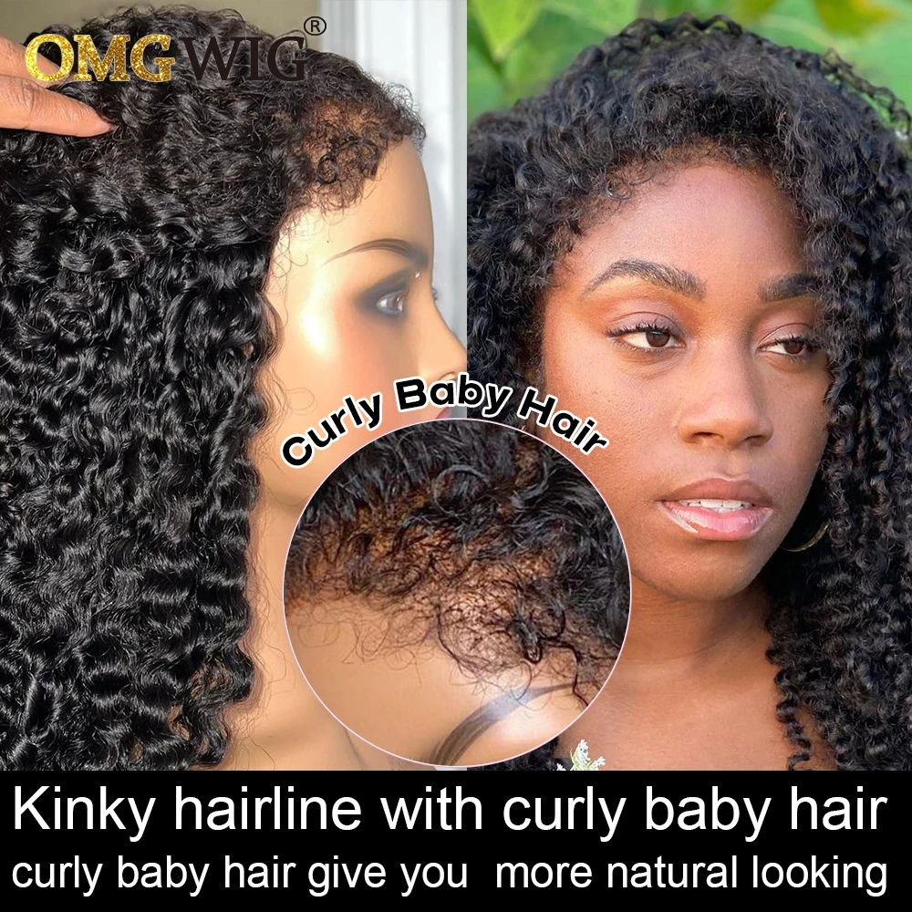 Curly Baby Hair Pre Plucked Curly Lace Front Human Hair Wigs 13x6 Lace Frontal For Black Women Kinky HairLine New Trend 180%