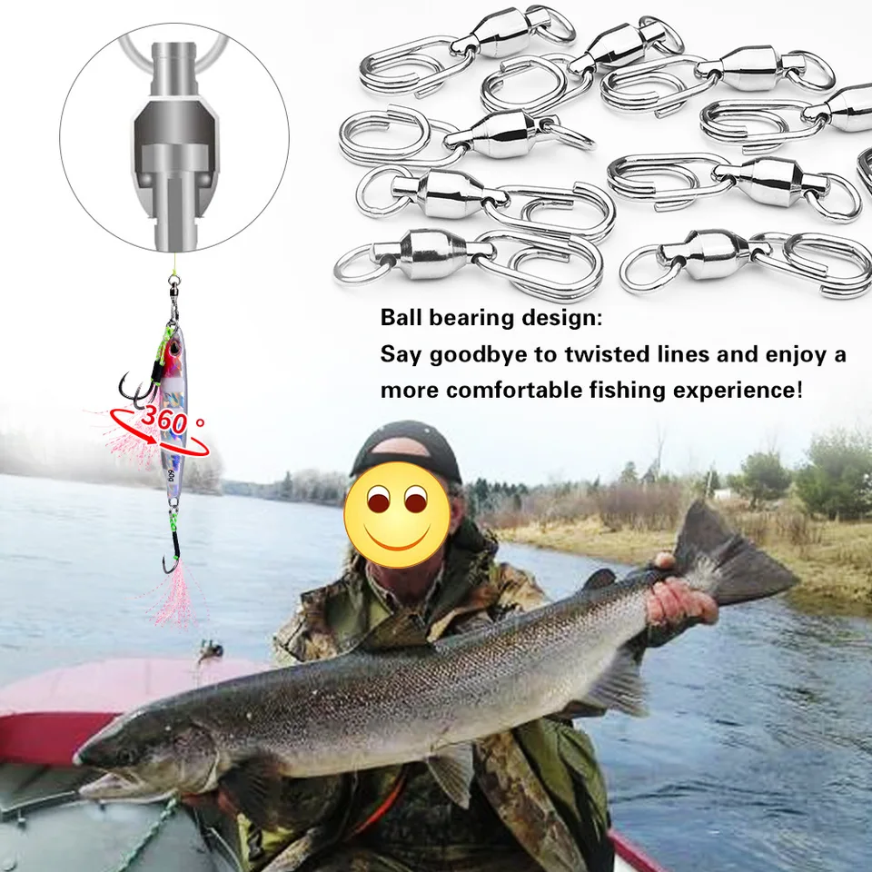 Roulement à billes de pêche pivotant, connecteur à pression, Clip