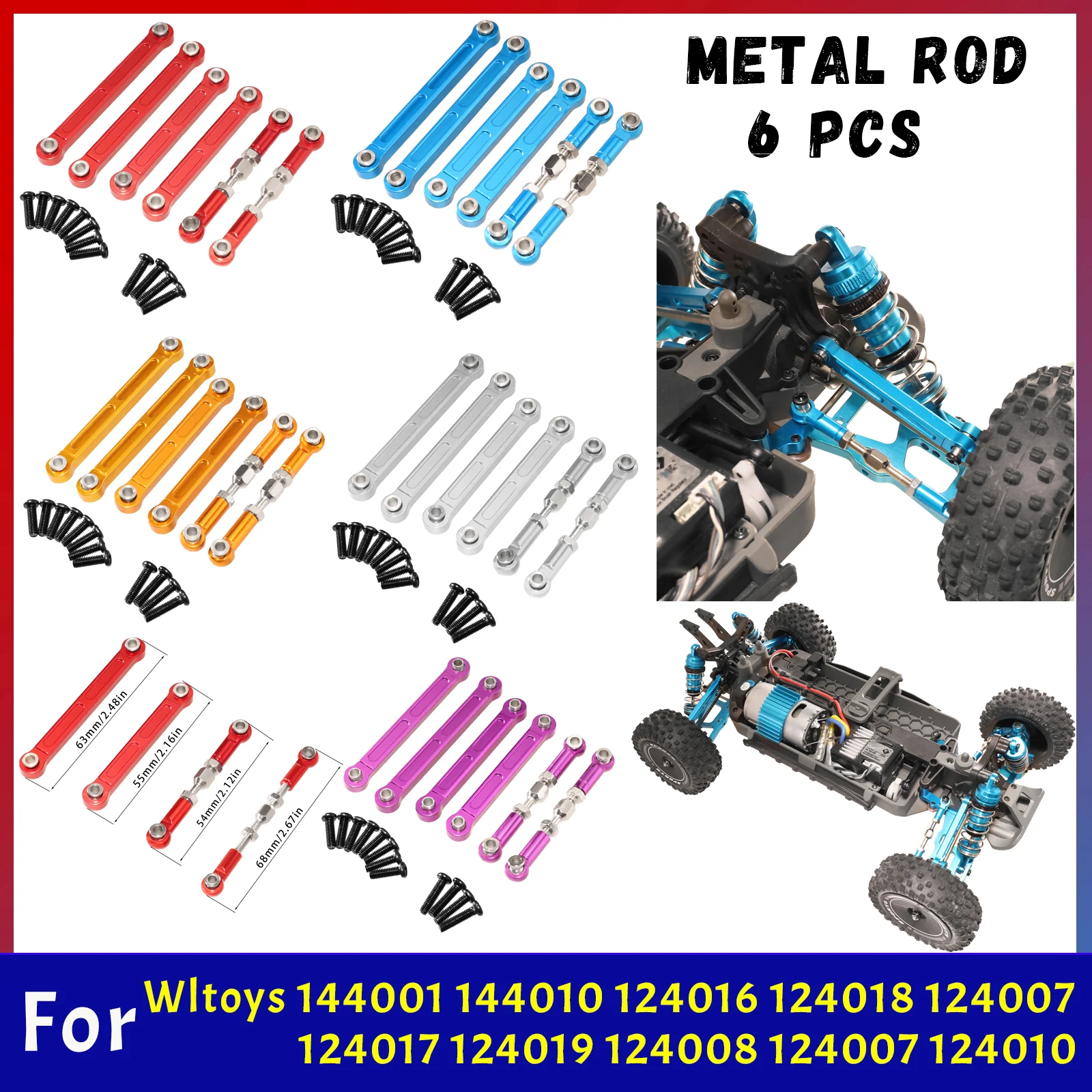 Kit De Brazos Oscilantes Metálicos Para WLtoys 1/14 Y 1/12 | 12 Piezas De Repuesto Para RC