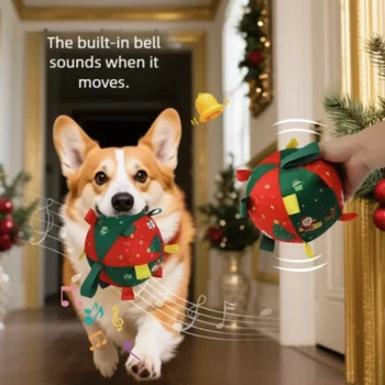 Christmas Themed Interactive Dog Toy Balls Anti-Bite Chew Toys with Squeaker Puzzle Design for Dog Entertainment And Boredom