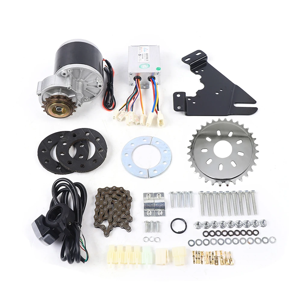 Thumb Kit 250W 24V 350W 36V Electric Conversion Kit Common E-Bike Set Left Chain Drive Custom Brush Motor Freewheel 20 28 inch 24 volt 36 48v pedal assist front mid rear drive geared motor 250w 350w 20 inch electric bicycle motor kit