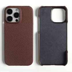 Premium Litchi Genuine Leather Shockproof Business Cover - Luxury Protection for Galaxy S23 Ultra (Saddle red 6212)