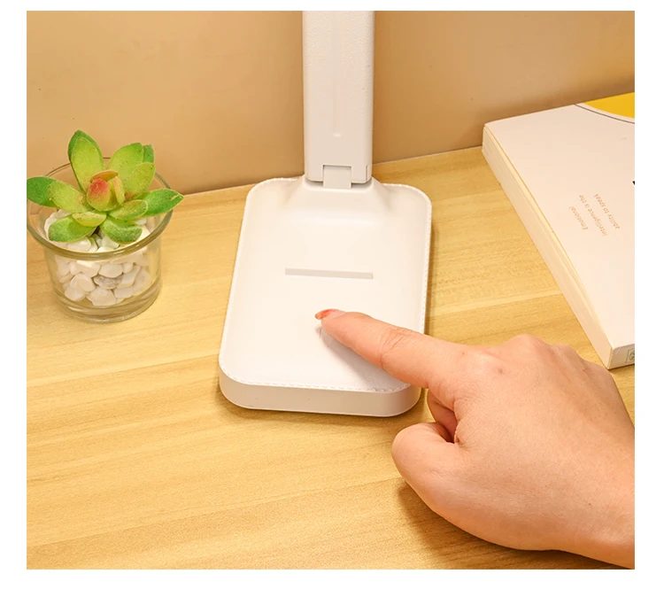 LED double-head desk lamp, 3-level dimmable touch night light, USB rechargeable, eye-protection, foldable bedside reading desk