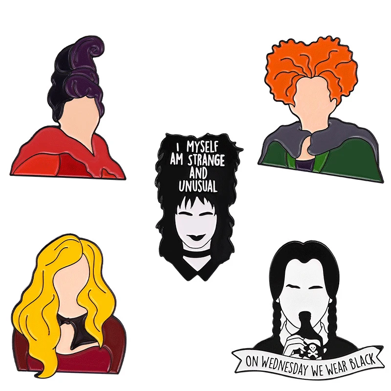 Cute Witch Pins Lega Smaltata Sunday Metal Badge Spilla Badge Fun Creative Personality Backpack Jewelry Kid Women Gift