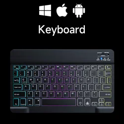 Illuminated Multi - Device Wireless Bluetooth Keyboard and Mouse - Thai and English (Black)