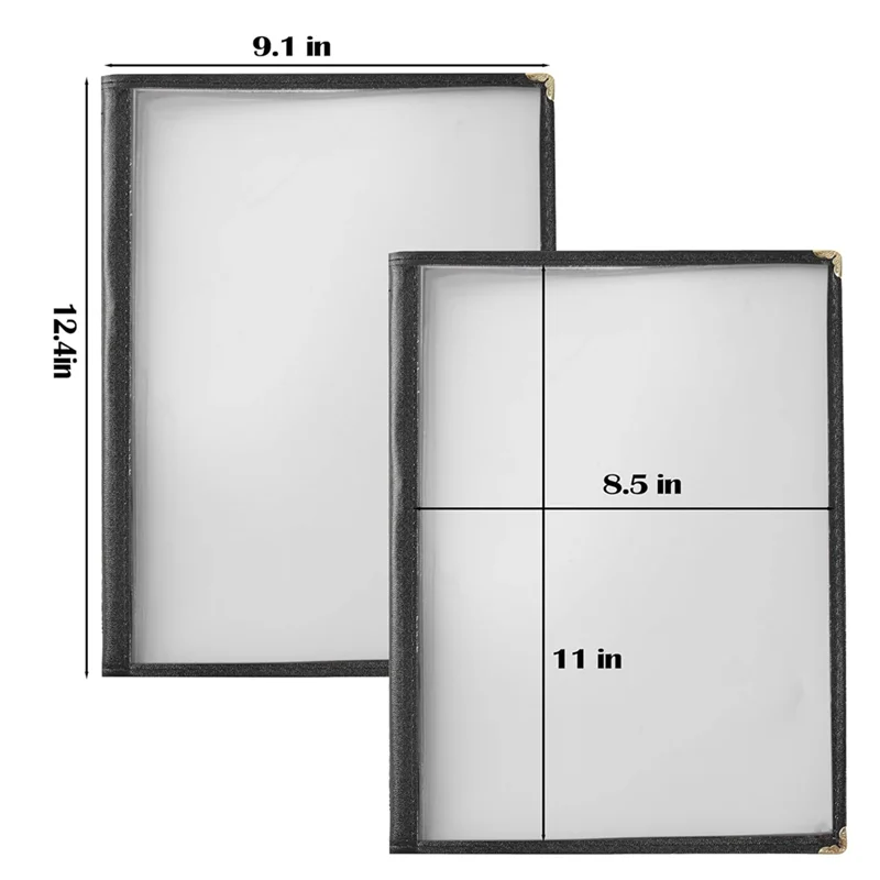 XB-메뉴 커버 8.5 X 11 인치 레스토랑 메뉴 홀더 2PCS 4 페이지 8 뷰 투명 메뉴 슬리브, A4 크기 용지에 적합