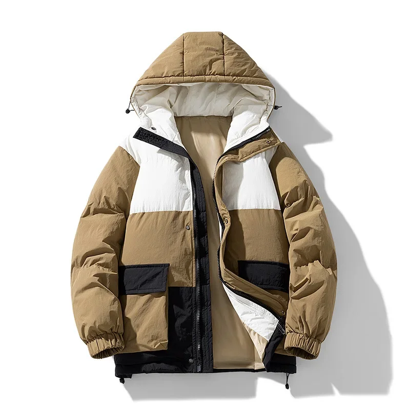 Thickened Sporty Men's Cotton Jacket Color Block Winter Coat Trendy Brand Men's Clothing Fashionable Children's down And Cotton