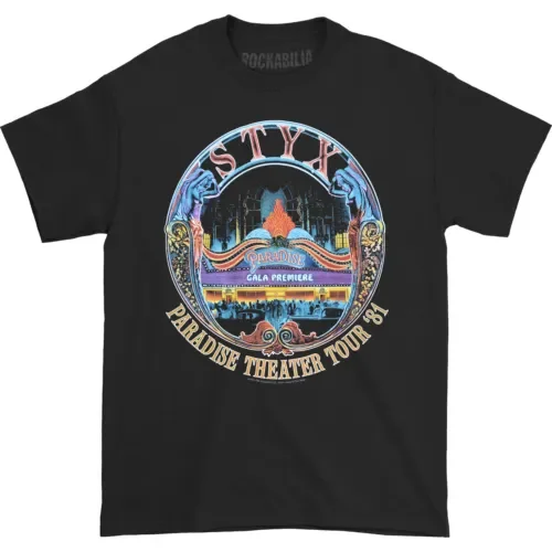 Maglietta Slim Fit Da Uomo Styx Paradise Theater Tour Xxxxx Grandi Maniche Lunghe O Corte Nere