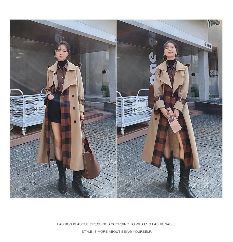 Brand New Double-Breasted Long Trench Coat For Women Windbreaker Lady Duster Coat Patchwork Outerwear Spring Autumn Female maxi puffer coat