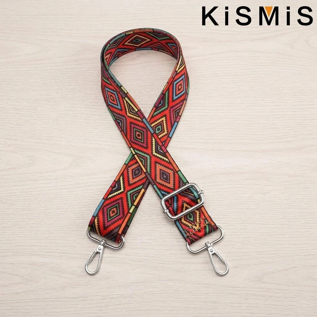 Embroidered Colorful Nylon Crossbody Strap for Women - Adjustable Fashion Shoulder Bag Accessory