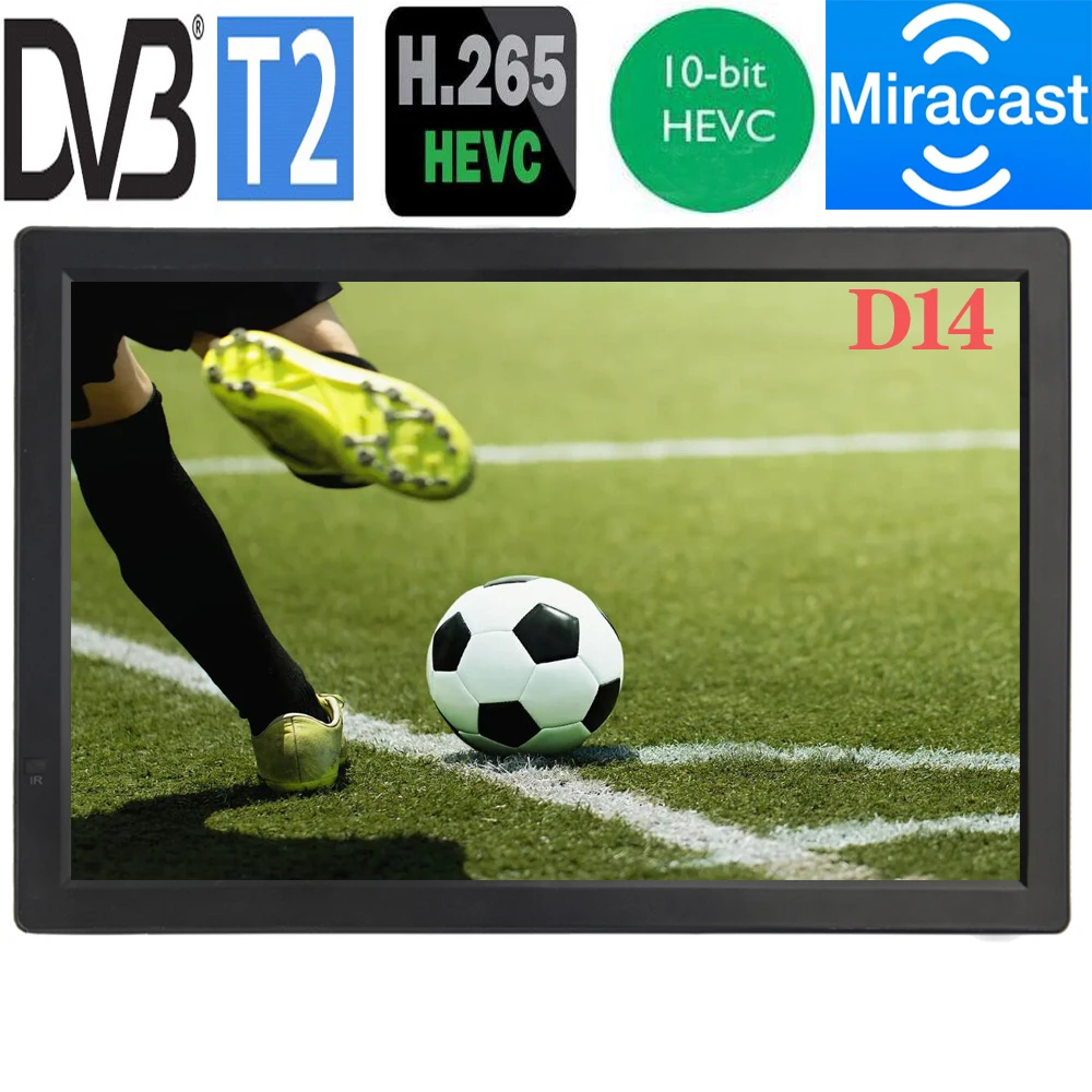 New Rechargeab LEADSTAR 14 Inch Portable Mini TV With DVB-T2 Digital Tuner Dolby AC3 10Bit Hevc Wireless Screen Sharing Miracast