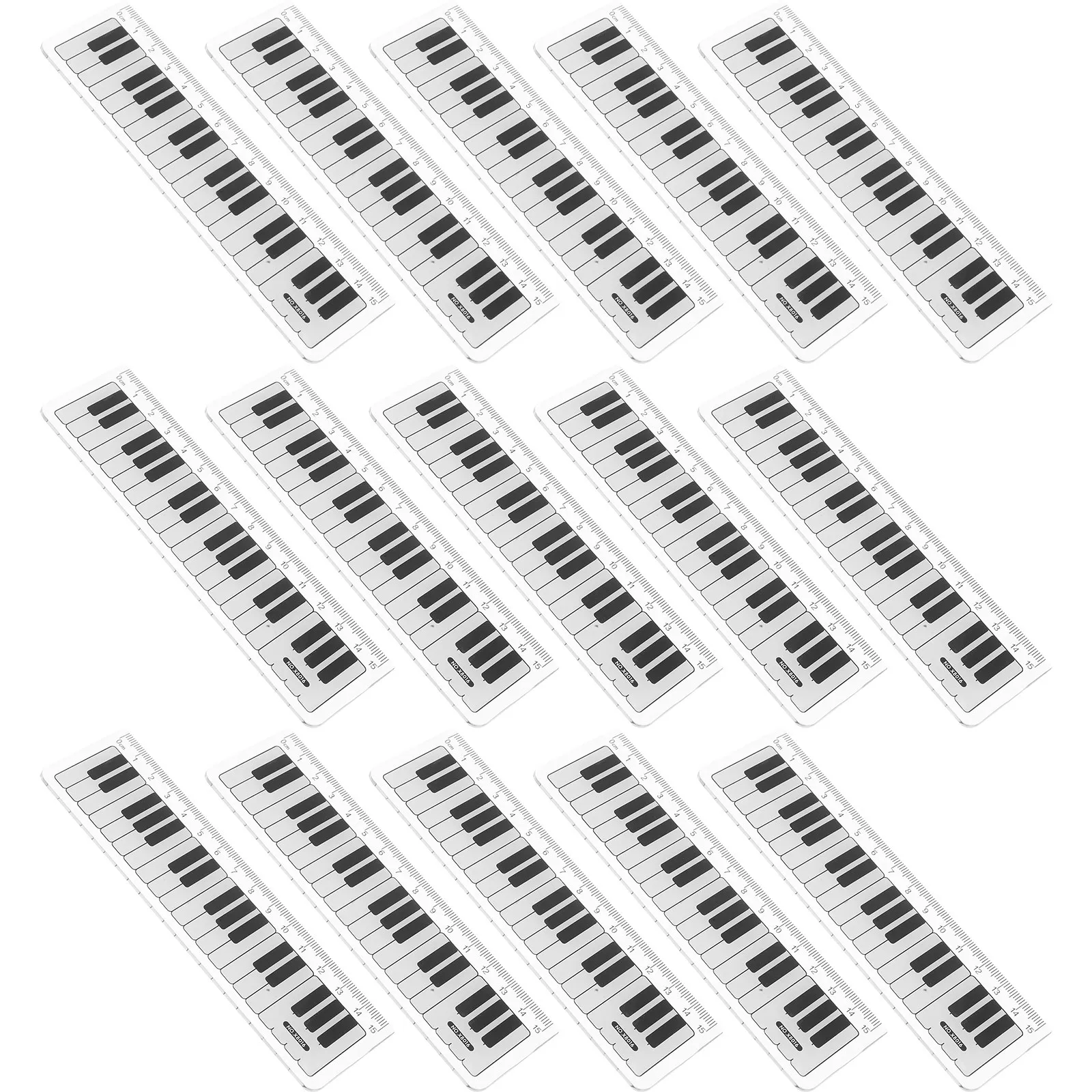 15Pcs 피아노 키보드 눈금자 학교 교실 기하학 그리기 문구용 투명 플라스틱 측정 도구