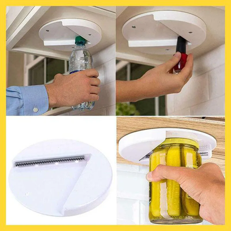 

Multi-function Cap Opener Under Cabinet Jar Opener Professional Lid Cans Quick Opener Fit Any Sizes Simple Useful Kitchen Gadget