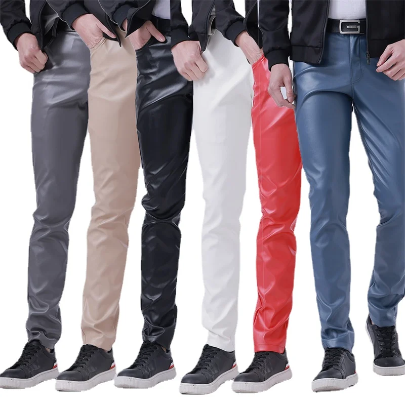 YouthMensCasualLeatherPantsFashionMenBarKTVPerformanceStage