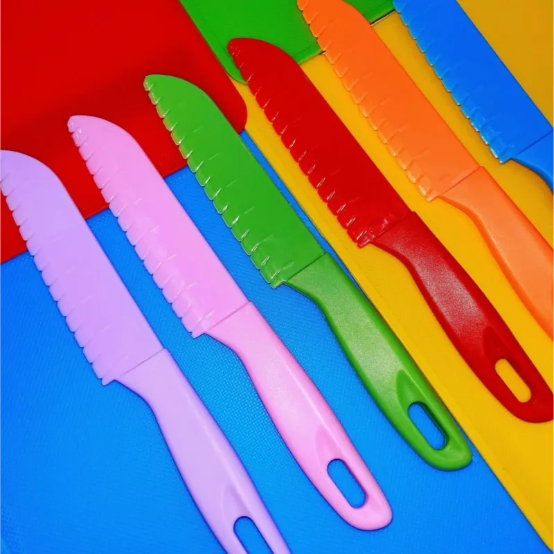 Couteau de cuisine en dents de scie pour enfants, chef en plastique,  coupe-fruits et légumes opaque