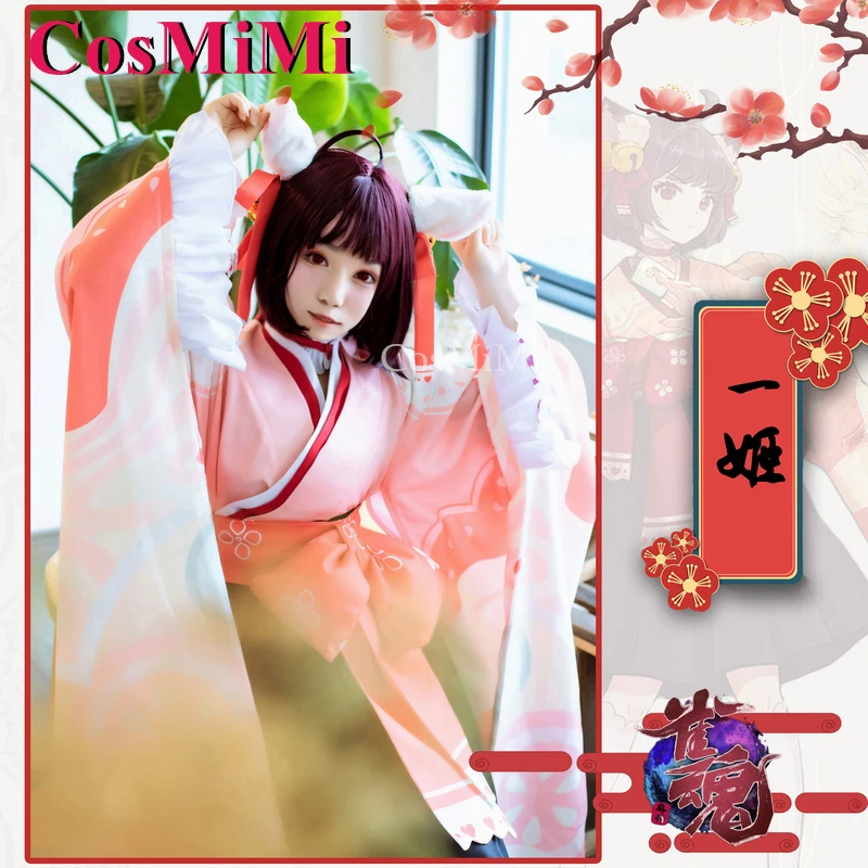 Cosmimi Ichihime Cosplay Z Grą Majsoul/Mahjong Soul Kostium Urocza Urocza Słodka Mundurek Kimono Karnawałowa Impreza Do Odgrywania Ról Odzież
