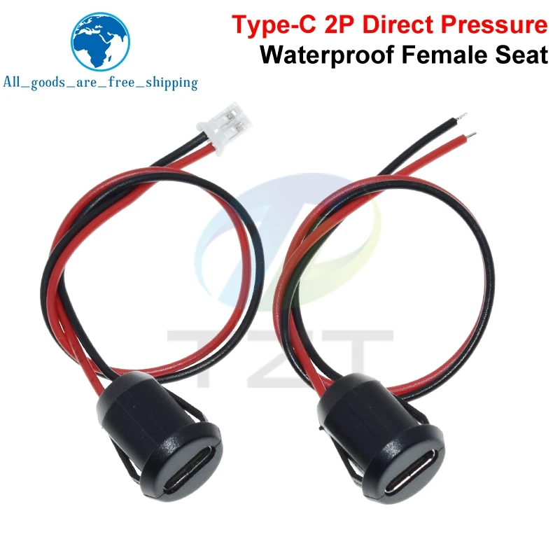 2/5/10PCS 2Pin USB Stecker Typ-C Wasserdicht mit Buchse Schnelle Lade Jack Lade port USB-C Ladegerät Steckdose