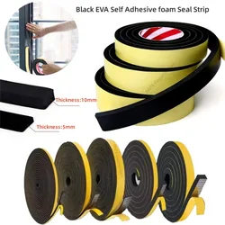 Black EVA Self Adhesive Foam Seal Strip Strong Adhesion Collision Avoidance Damping Thicken Rubber Tape Gap Filler Home Gadgets
