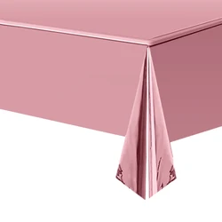 Elegant Disposable Tablecloth - Multi - Color Plastic Party & Event Decor - 2pcs 137x183cm (Glossy rose gold)