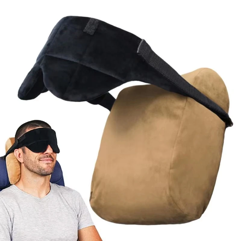 Neck Pillow Soft Travel Airplane Pillow Neck Cushion Head Straps Car Head Straps Comfy Head Travel Pillow with Eyeshade 5