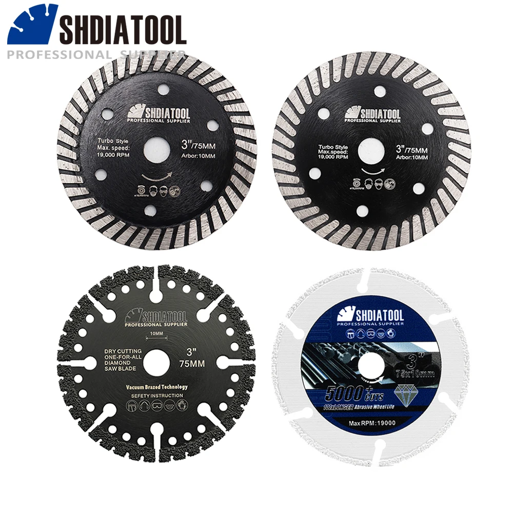 SHDIATOOL 3"/Dia75mm Diamond Saw Blade Tile Steel Concrete Cutter Mini