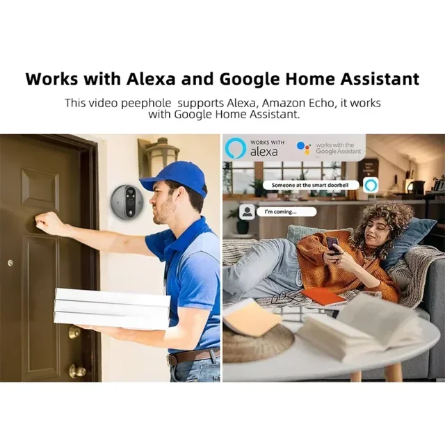 Tuya Smart 1080P WiFi Door Bell Peephole Camera Viewer Home Security Two-way Audio Night Vision 4.3' FHD Video Doorbell Camera 3