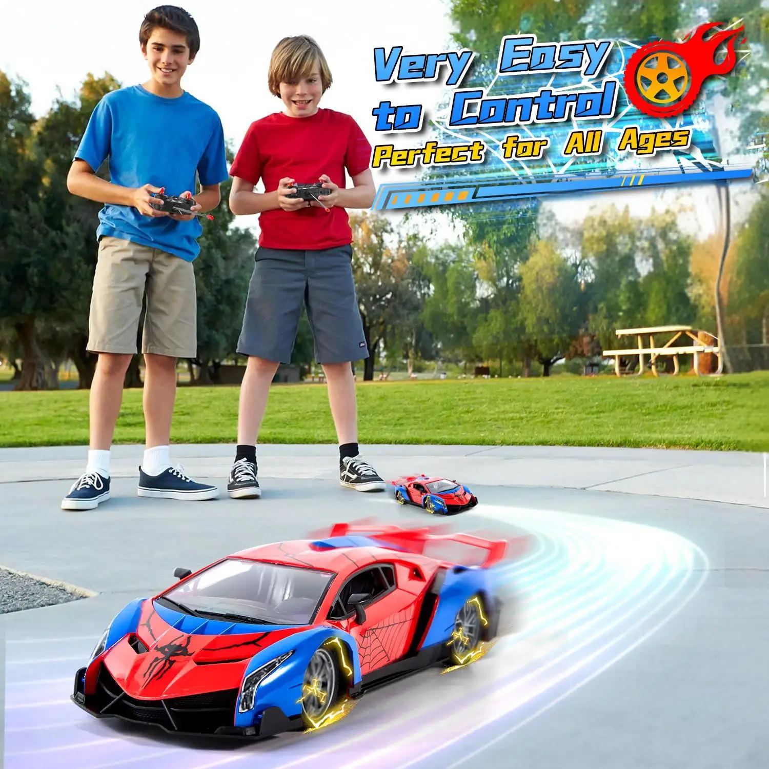 RC Supercar 2.4GHz Remote Control Car – Spider-Themed Racing Toy with Rechargeable Battery | High-Speed Gift for Boys 4