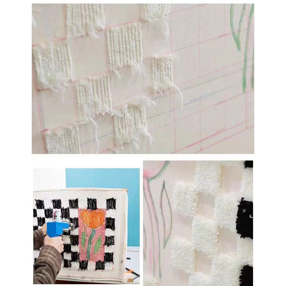 Description Picture 3 of itemPrimary tufted cloth DIY Monk Cloth Embroidery Needlework Tufting Cloth with Marked Lines For Rug Tufting Guns Needle Accessory