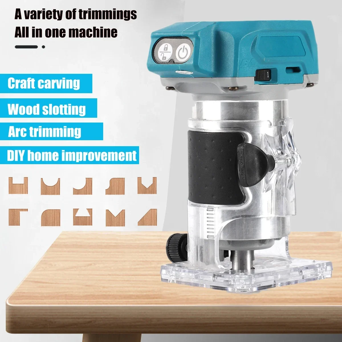 5 Speeds Brushless Electric Hand Trimmer Cordless Wood Router Woodworking Engraving Slotting Trimming Milling Machine For Makita Woodworking Tools Wood Router Plunge Router