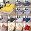 Polyester Fashion Print Fitted Sheet with Elastic Band Non Slip Mattress Cover Pillowcase for Single Double Bed 90/120/150/180cm 1