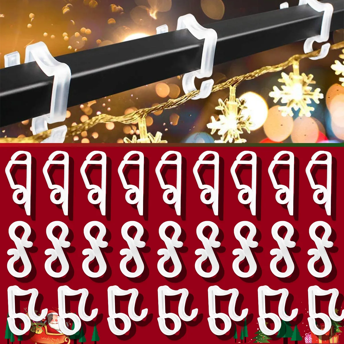 25/50Pcs Gutter Hooks Led Light Holder Christmas Lights Clips Outdoor