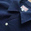 Sauce Zhan Mans Shirts Indigo Seersucker Short Sleeve  Shirt for Men Vintage Regular Fit 3