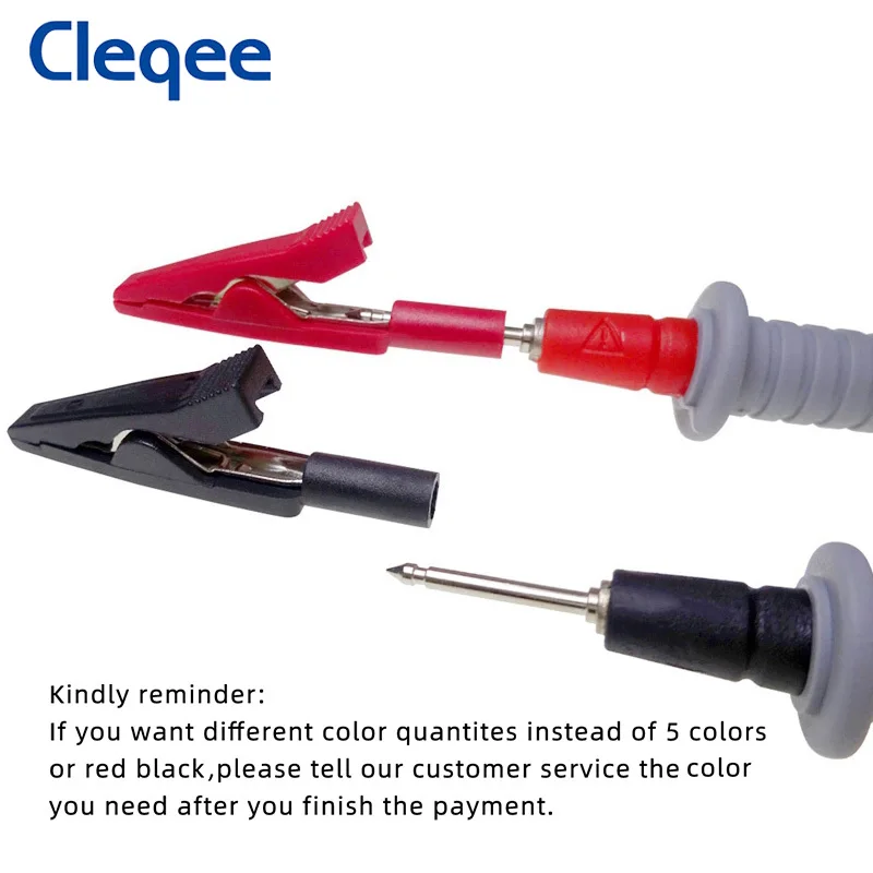 Peakelect P2009 Mini Insulated Alligator Clips with 2mm Socket Crocodile Clamp Connector 300V/10A Electrical Testing Tools