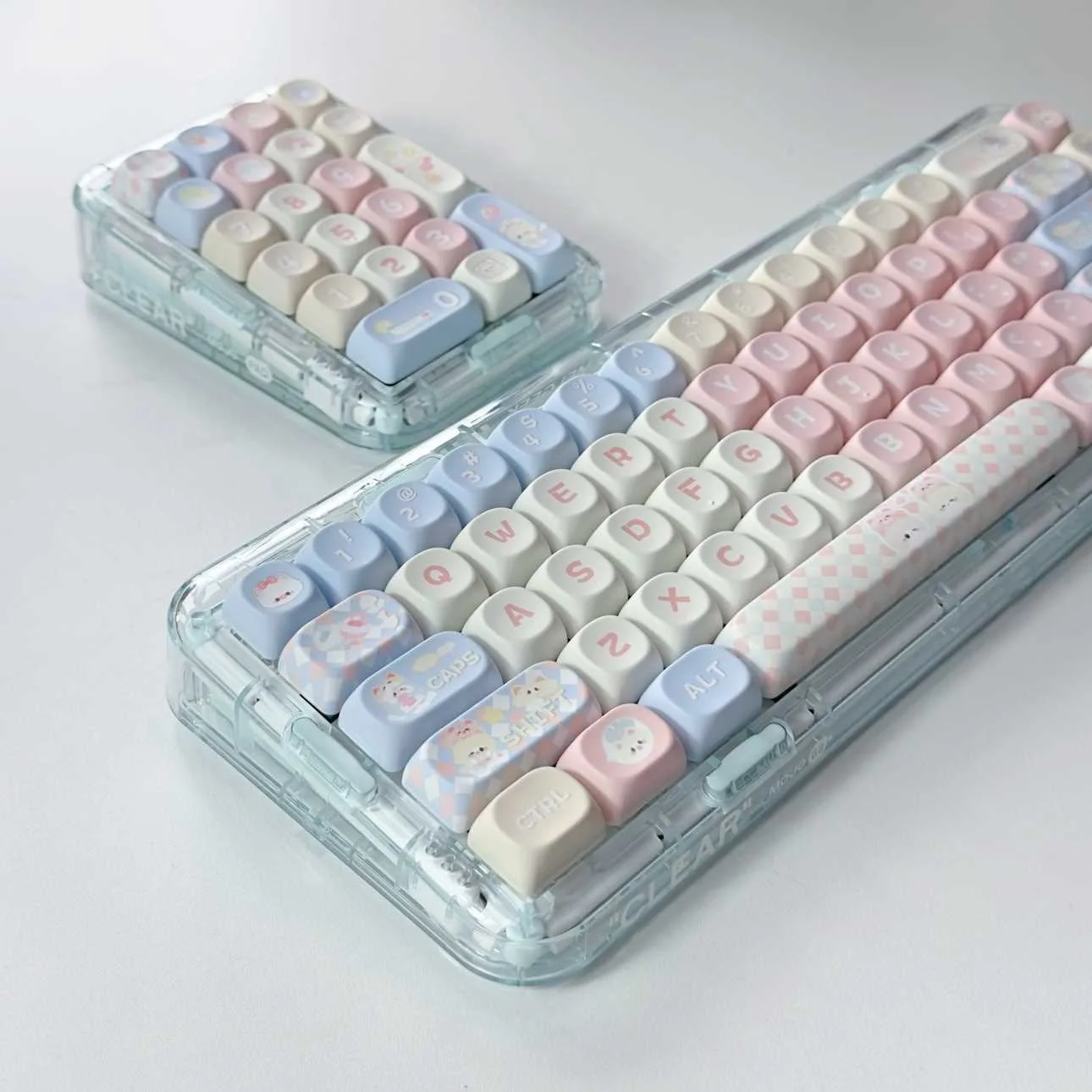 Cute Pink Cat Keycap Keycaps Teclado Mecânico Pbt Moa Altura Faça Você Mesmo Criativo 61 87 104 108 140 Chaves - Imagem 6