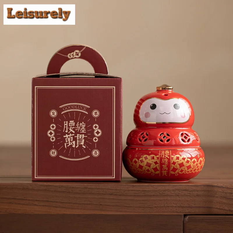 Fortune Wallow In Money Cute Small Red Person Incense Holder Luxury Diffuser Smell Distributor For Tea Accessories Collection