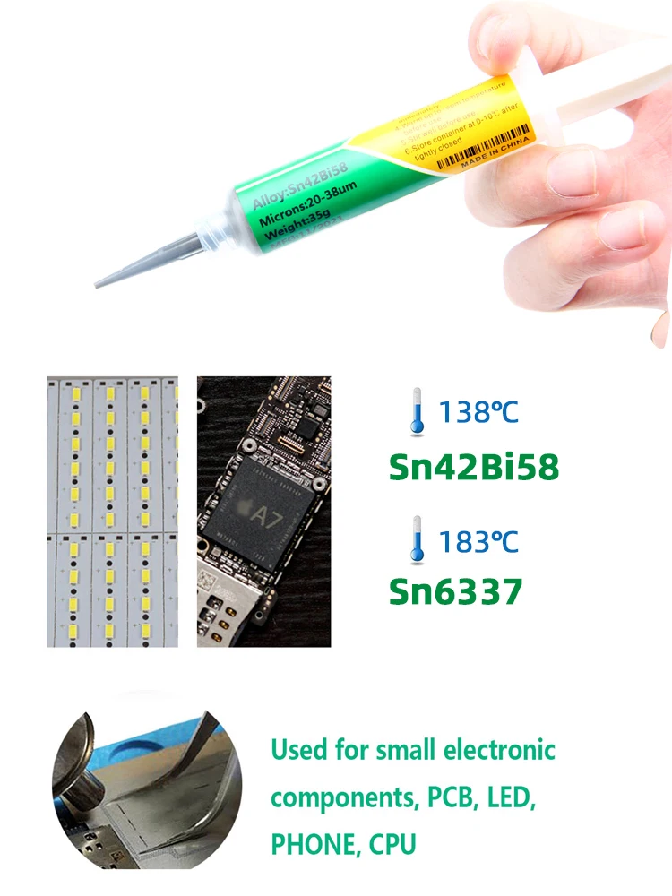 New Type Low Temperature Lead-free Syringe smd Solder Paste Flux For Soldering Led Sn42Bi58 Repair Welding paste tool