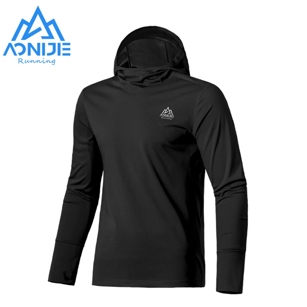 

AONIJIE FM5171 Men Quick Drying Sport Long Sleeves with Hood Male Breathable Hooded Long Shirt Sun Protection Tees For Running